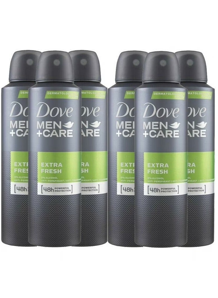 Dove Men+Care Extra Fresh Dry Antiperspirant Deodorant Body Spray 150ml (Pack of 6) - Image 1